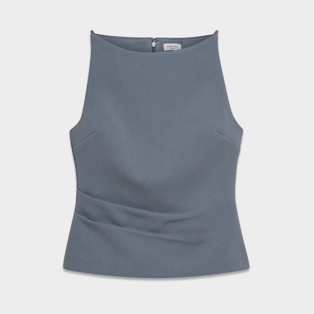 Aritzia Babaton FigureKnit Commons Top, Size S, Vintage Navy Sleeveless Boatneck